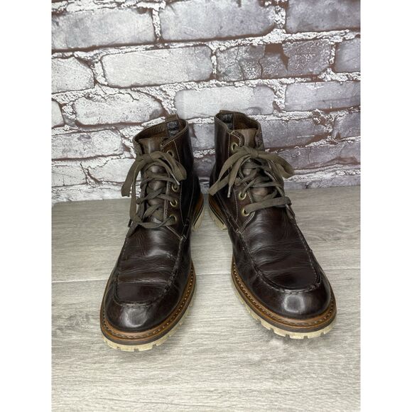 John Varvatos Eric Brown Leather Lace Moc Toe Work Chukka Boots Men 42EU/9M US main image 9